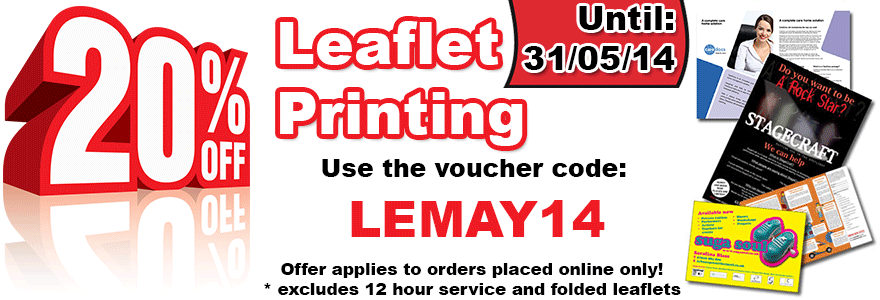 20% OFF Leaflet Printing in May - LEMAY14